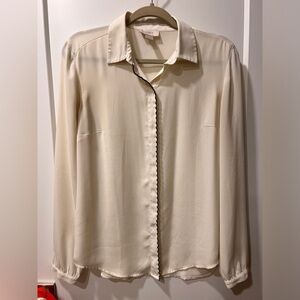 Semi sheer white button up collar shirt
